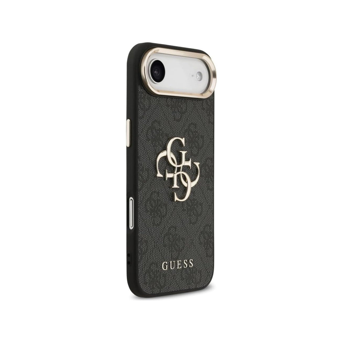 Guess Funda de Polipiel Gran Logo 4G Dorado para iPhone Air con Protección Anticaídas, Negra