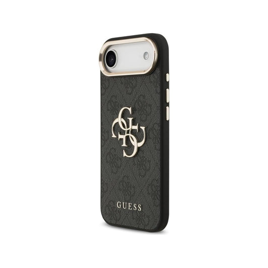 Guess Funda para iPhone Air – Carcasa de Polipiel Negra con Gran Logo Dorado 4G, Protección Anticaídas y Ajuste Preciso