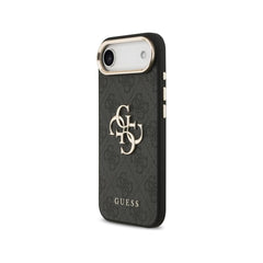 Guess Funda para iPhone Air – Carcasa de Polipiel Negra con Gran Logo Dorado 4G, Protección Anticaídas y Ajuste Preciso