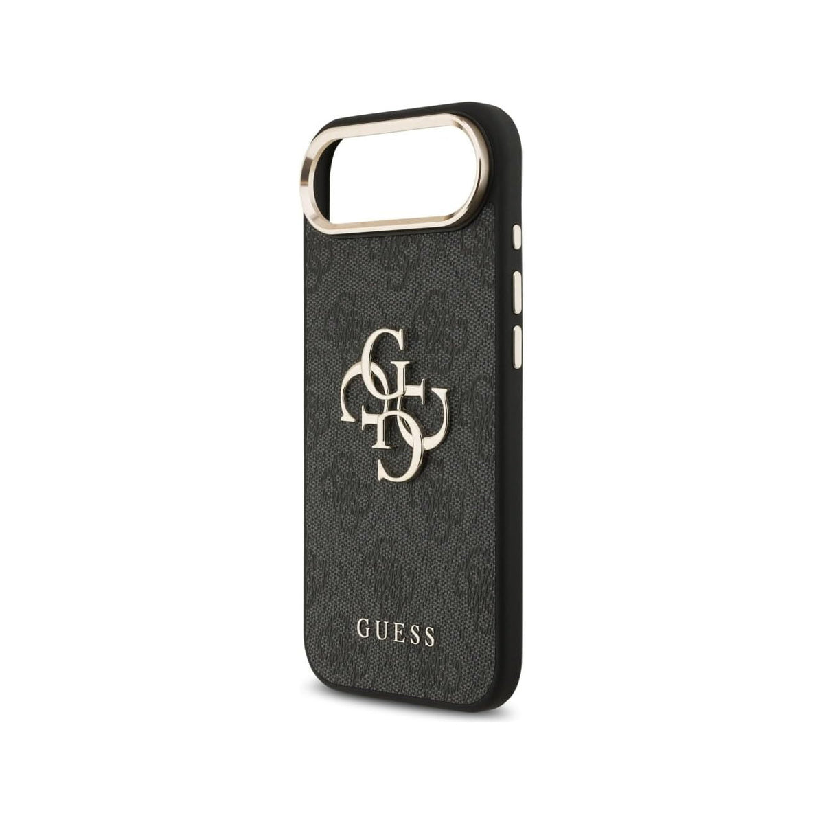 Guess Funda de Polipiel Gran Logo 4G Dorado para iPhone Air con Protección Anticaídas, Negra