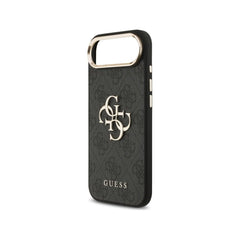 Guess Funda para iPhone Air – Carcasa de Polipiel Negra con Gran Logo Dorado 4G, Protección Anticaídas y Ajuste Preciso
