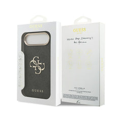 Guess Funda para iPhone Air – Carcasa de Polipiel Negra con Gran Logo Dorado 4G, Protección Anticaídas y Ajuste Preciso