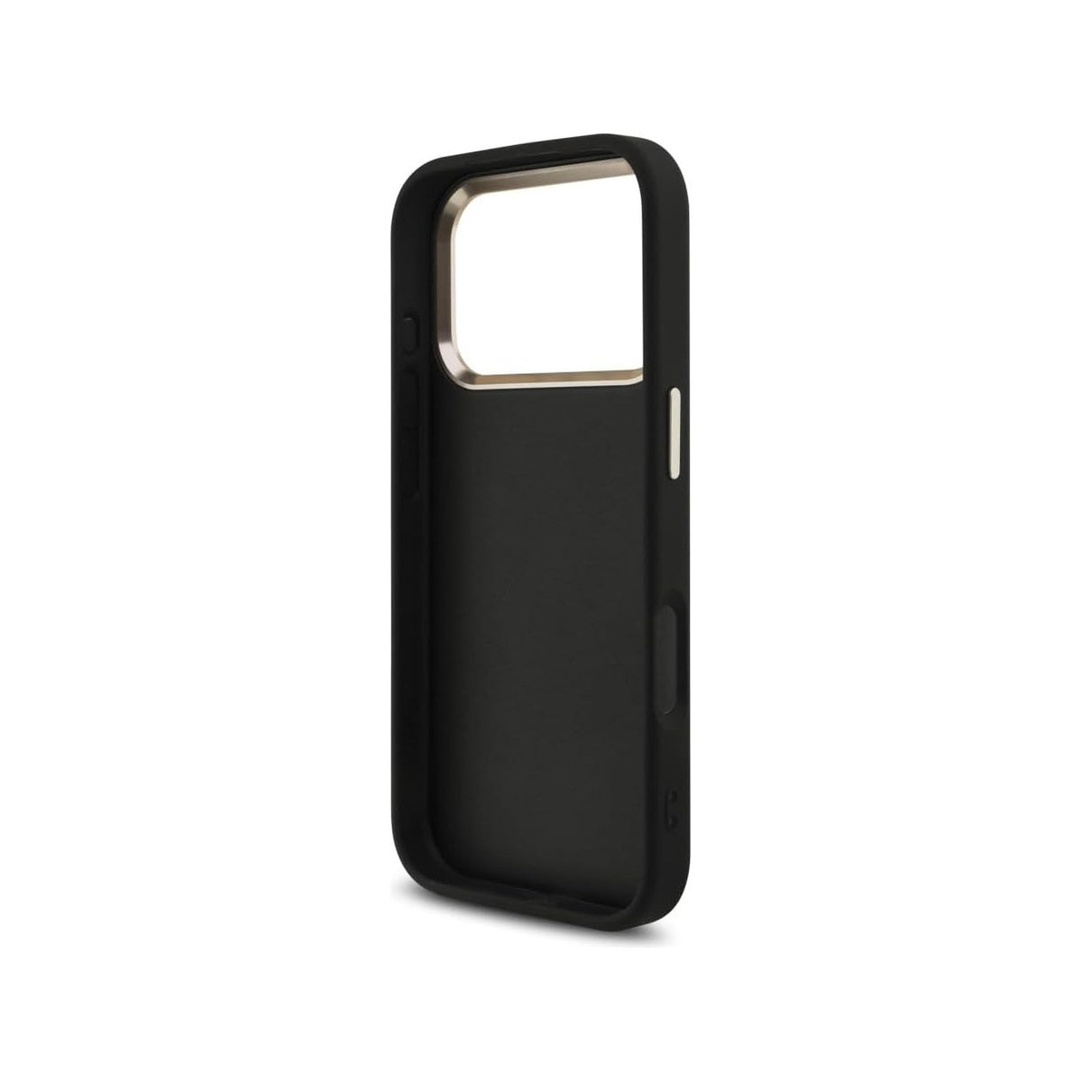 GUESS Funda de Polipiel con Logo 4G Dorado para iPhone 17 Pro/18 Pro, Negra