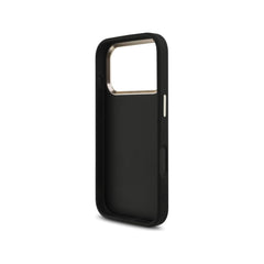 Guess Funda de Polipiel Gran Logo 4G Dorado para iPhone 17 Pro con Protección Anticaídas, Negra