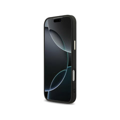 Guess Funda de Polipiel Gran Logo 4G Dorado para iPhone 17 Pro Max con Protección Anticaídas, Negra