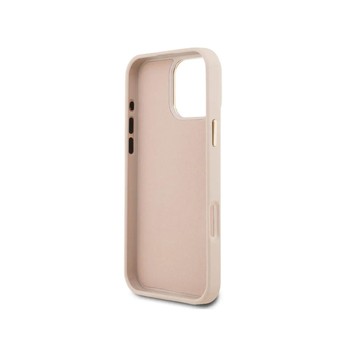 GUESS iPhone 16 Pro Max Case - Pink Faux Leather with Classic Gold Logo, Elegant Design and Precise Fit