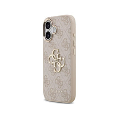 Guess Funda para iPhone 17 – Carcasa con Logotipo 4G Dorado, Diseño Rosa, Protección Anticaídas y Ajuste Preciso