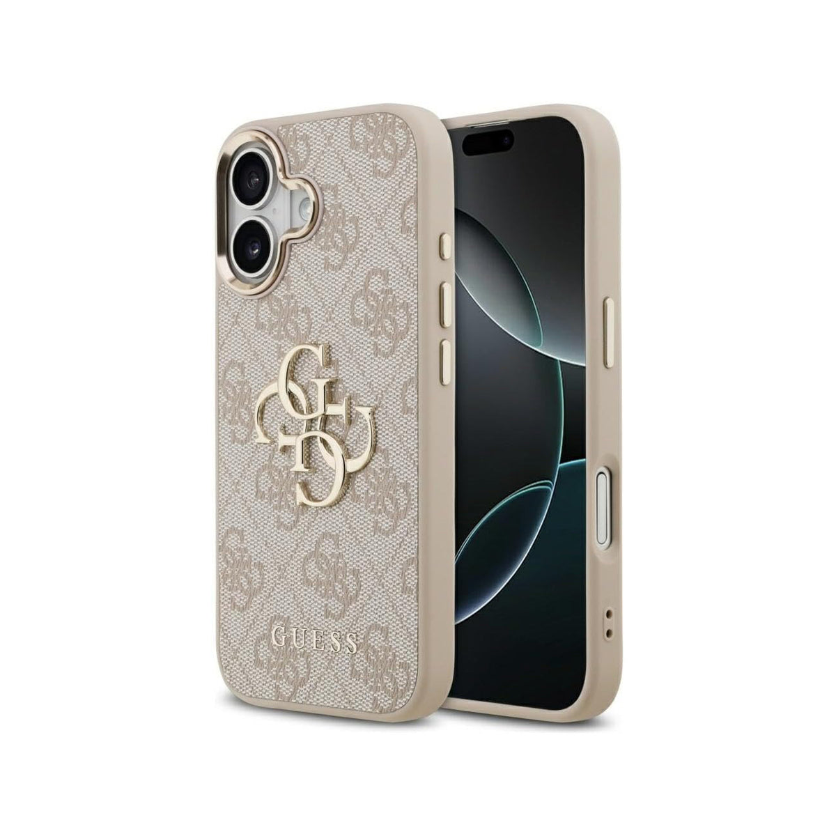Guess iPhone 17 Case – Gold 4G Logo, Pink Design, Drop Protection and Precise Fit