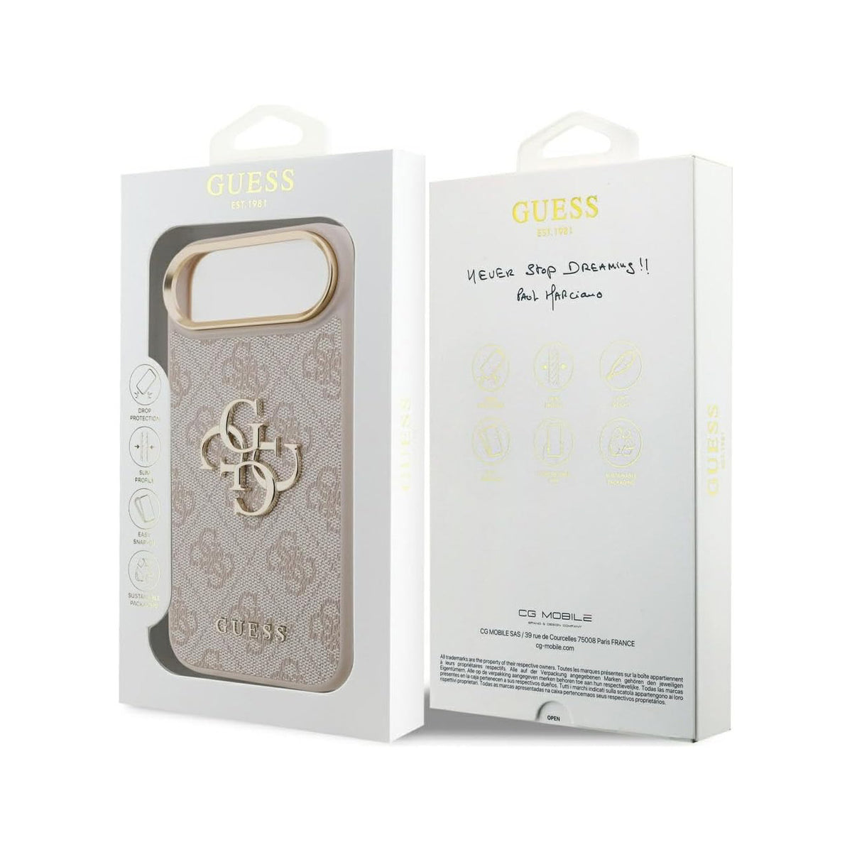 Guess Funda Logo 4G Dorado para iPhone Air con Protección Anticaídas, Rosa