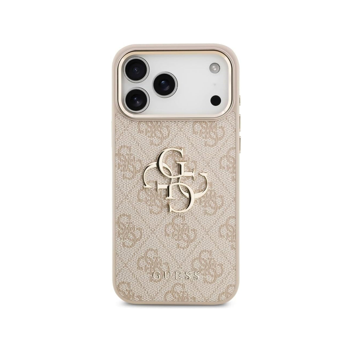 Guess Funda Logo 4G Dorado para iPhone 17 Pro Max/18 Pro Max con Protección Anticaídas, Rosa