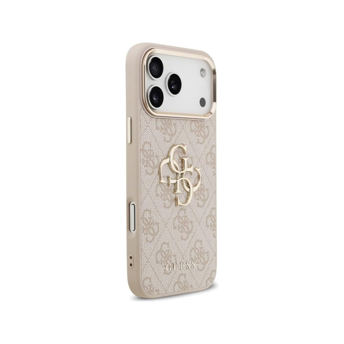 Guess Funda Logo 4G Dorado para iPhone 17 Pro Max/18 Pro Max con Protección Anticaídas, Rosa