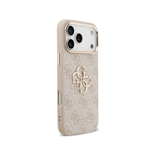 Guess Funda para iPhone 17 Pro Max – Carcasa 4G Rosa con Gran Logo Clásico Guess Dorado, Protección Anticaídas y Ajuste Preciso