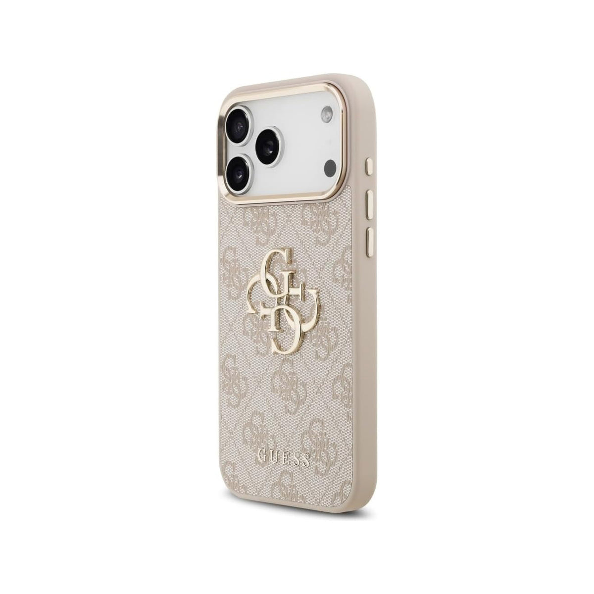 Guess Funda Logo 4G Dorado para iPhone 17 Pro Max/18 Pro Max con Protección Anticaídas, Rosa