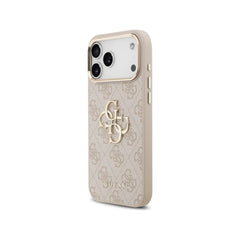 Guess Funda para iPhone 17 Pro – Carcasa 4G Rosa con Gran Logo Clásico Guess Dorado, Protección Anticaídas y Ajuste Preciso