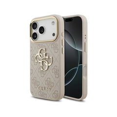 Guess Funda para iPhone 17 Pro – Carcasa 4G Rosa con Gran Logo Clásico Guess Dorado, Protección Anticaídas y Ajuste Preciso