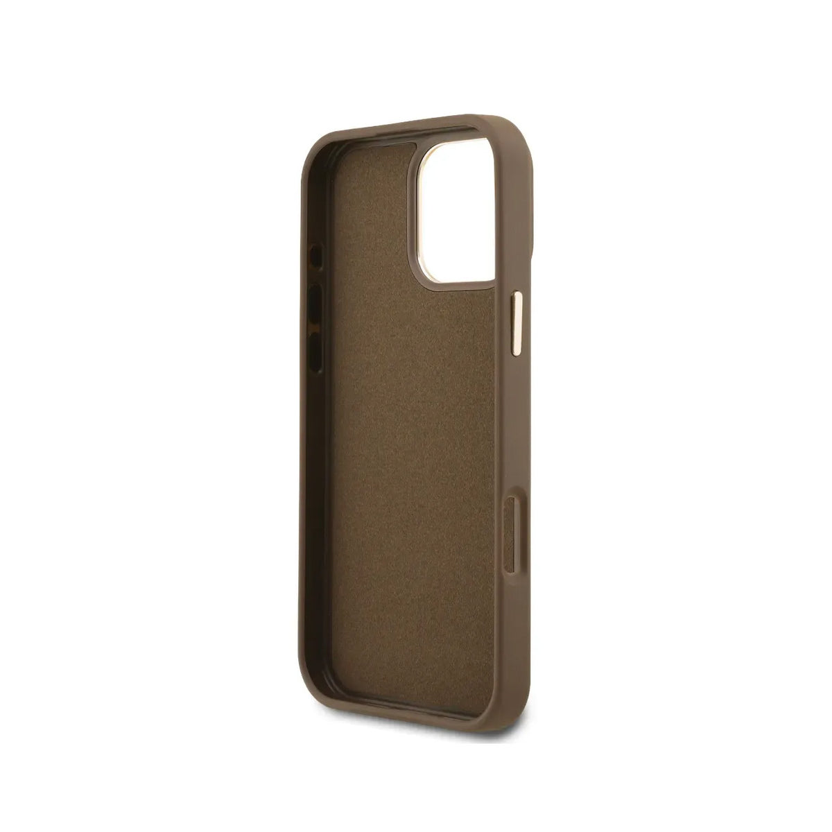 GUESS Case for iPhone 16 Pro Max - Brown Faux Leather Case with Classic Gold Logo, Elegant Design and Precise Fit