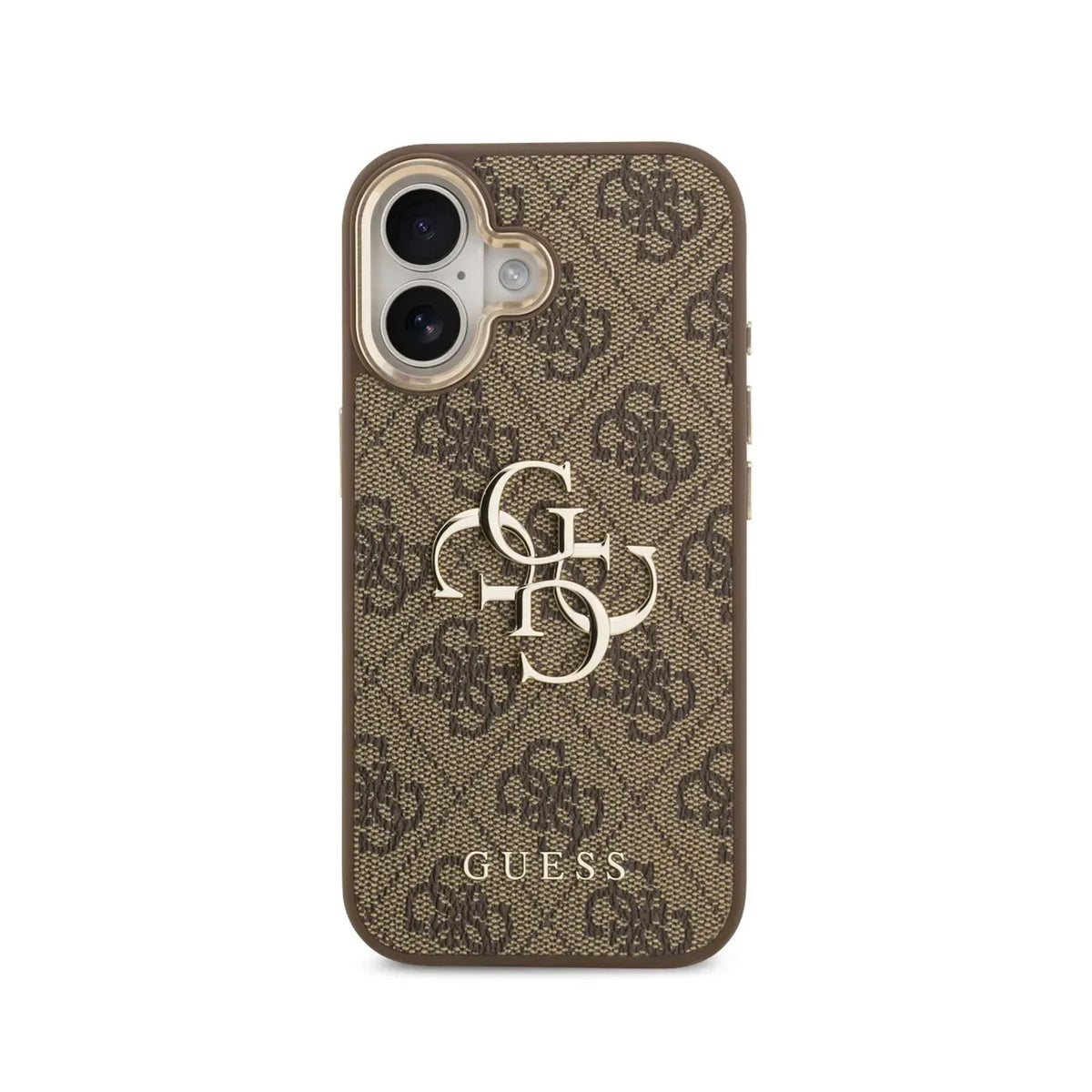 Guess iPhone 17 Case – Gold 4G Logo, Brown Design, Drop Protection and Precise Fit