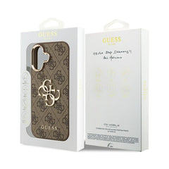 Guess Funda para iPhone 17 – Carcasa con Logotipo 4G Dorado, Diseño Marrón, Protección Anticaídas y Ajuste Preciso