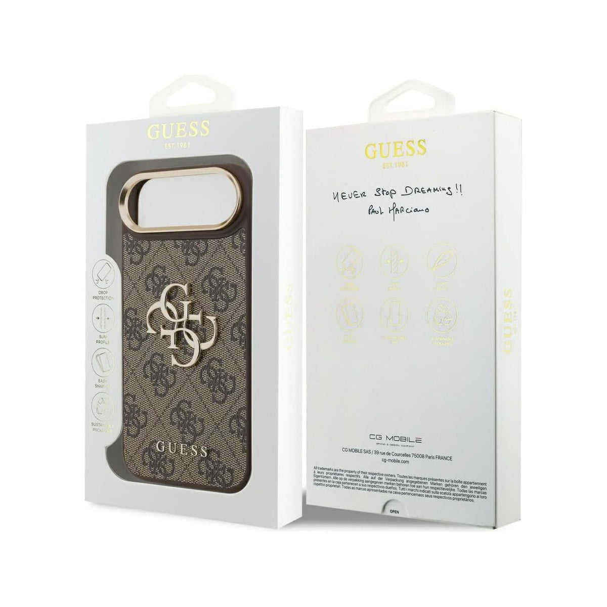 Guess Funda Logo 4G Dorado para iPhone Air con Protección Anticaídas, Marrón