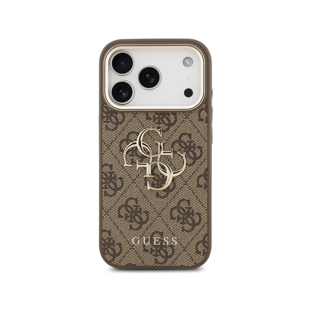 Guess Case for iPhone 17 Pro Max – Brown 4G Case with Large Gold Classic Guess Logo, Drop Protection and Precise Fit