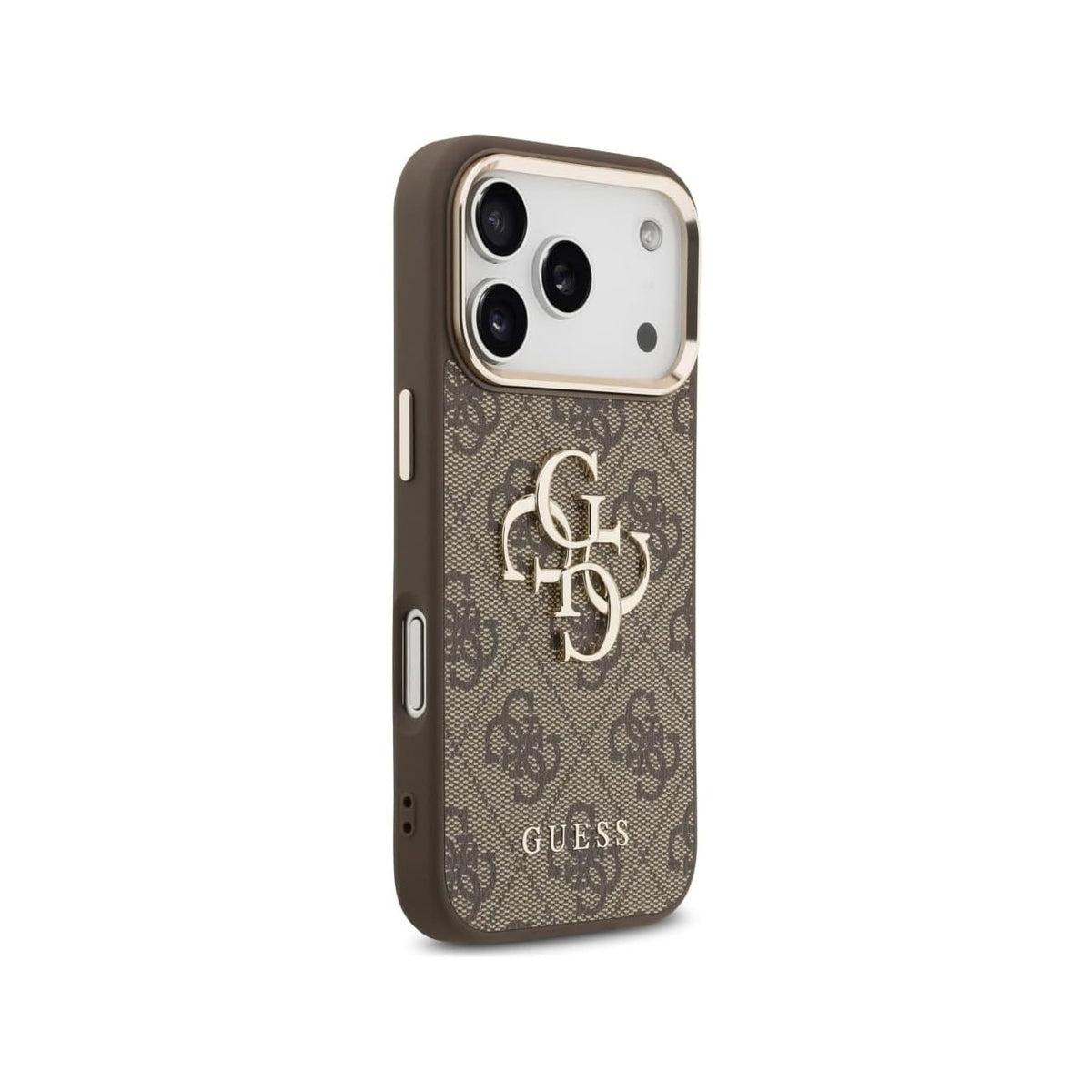Guess Case for iPhone 17 Pro Max – Brown 4G Case with Large Gold Classic Guess Logo, Drop Protection and Precise Fit