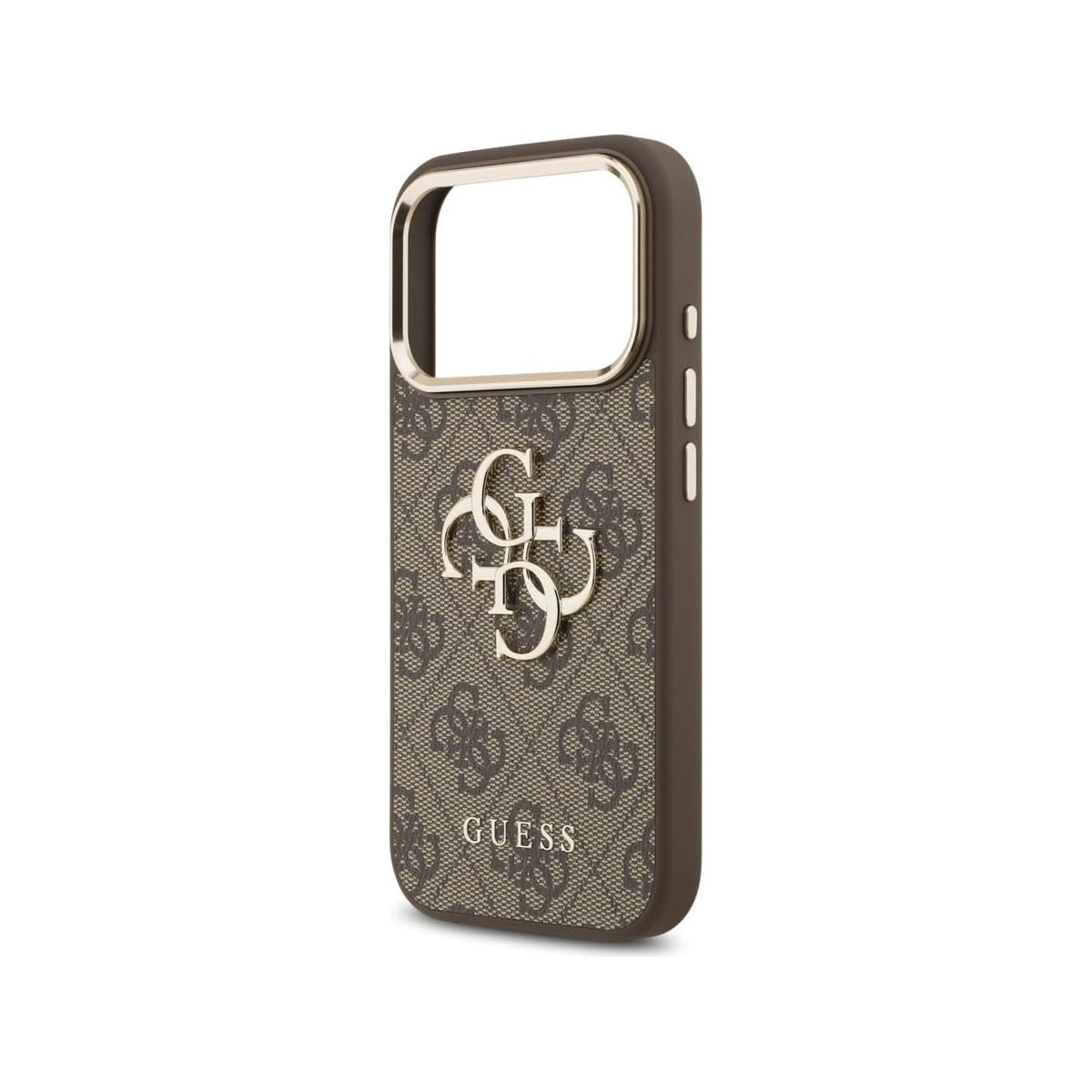 Guess Case for iPhone 17 Pro - Brown 4G Case with Large Gold Classic Guess Logo, Drop Protection and Precise Fit