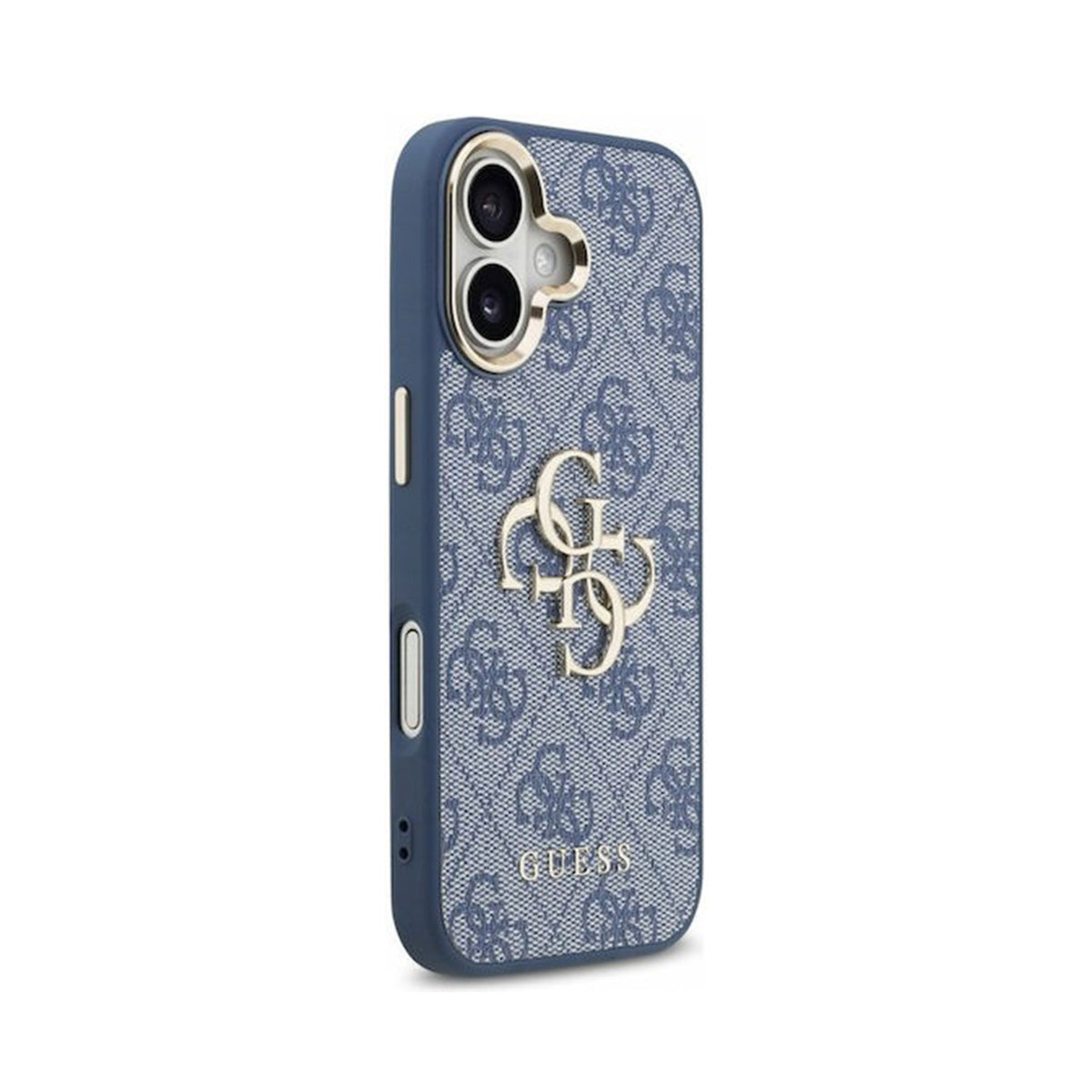 Guess Funda Efecto Piel Logo 4G Dorado para iPhone 17 con Protección Anticaídas, Azul