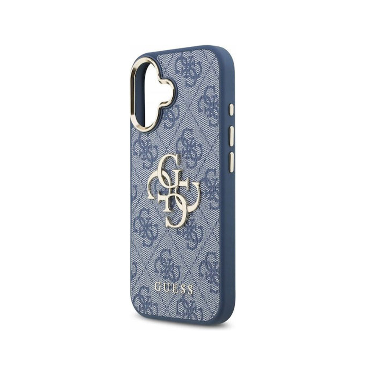 Guess Funda Efecto Piel Logo 4G Dorado para iPhone 17 con Protección Anticaídas, Azul
