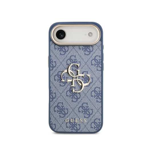 GUESS Funda para iPhone Air – Carcasa Azul con Gran Logo Clásico 4G Dorado, Diseño Elegante y Ajuste Preciso