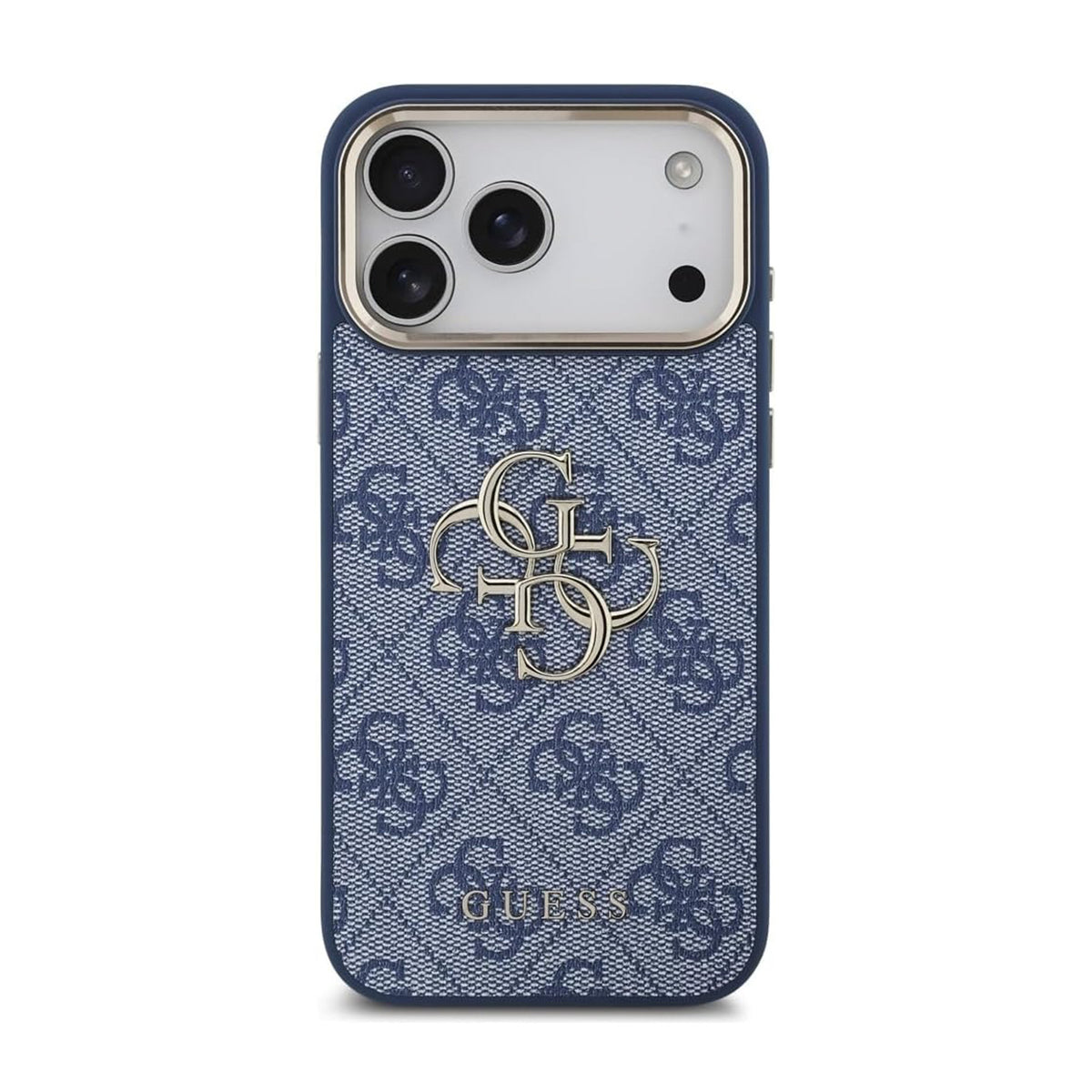 Guess Funda Logo 4G Dorado para iPhone 17 Pro Max/18 Pro Max con Protección Anticaídas, Azul