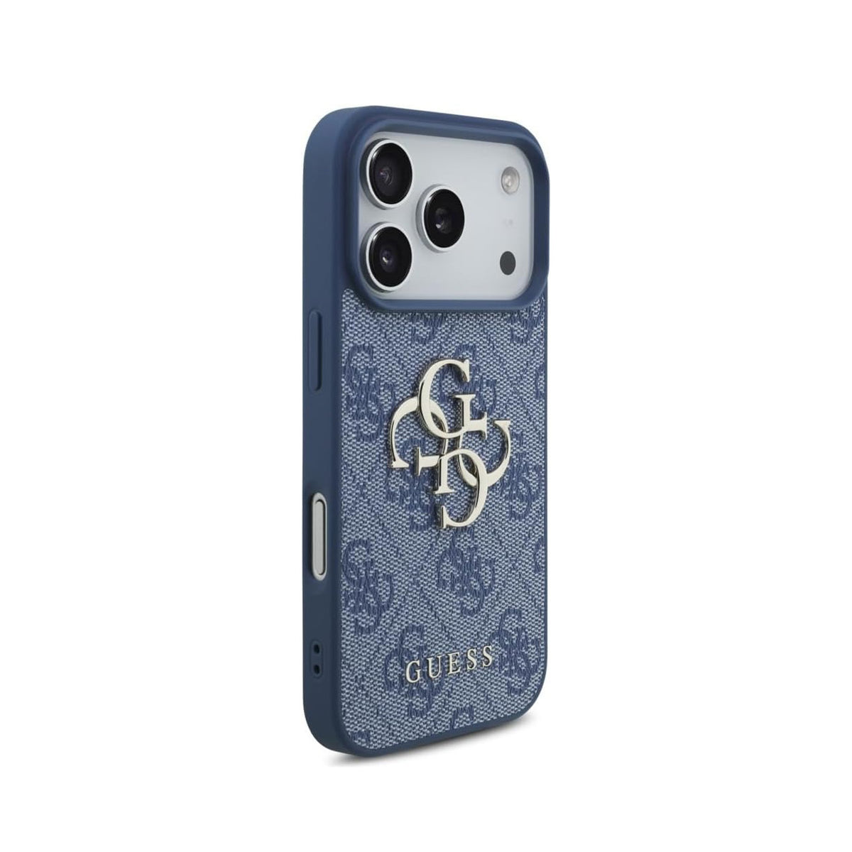 Guess Funda Logo 4G Dorado para iPhone 17 Pro Max/18 Pro Max con Protección Anticaídas, Azul