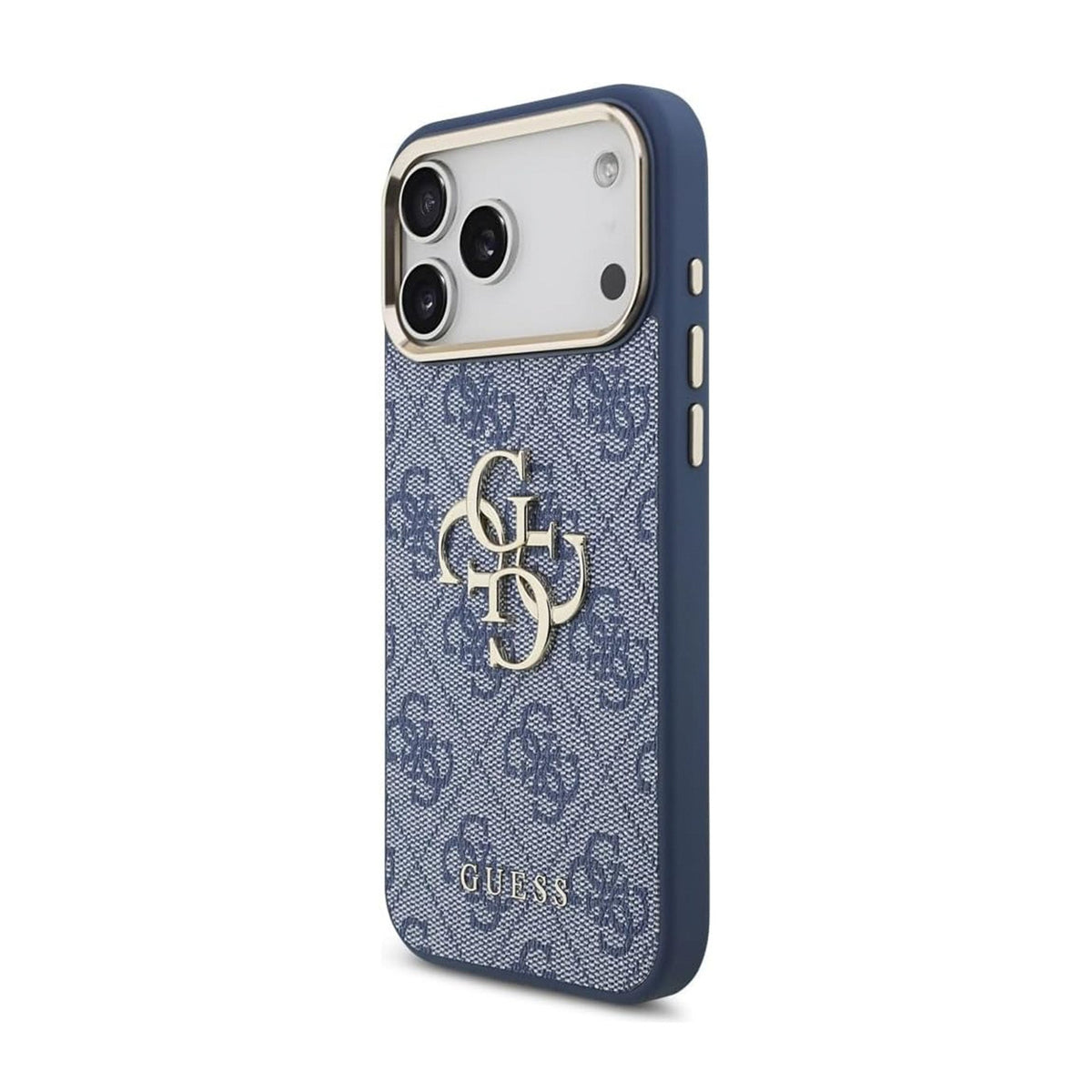 Guess Funda Logo 4G Dorado para iPhone 17 Pro Max/18 Pro Max con Protección Anticaídas, Azul