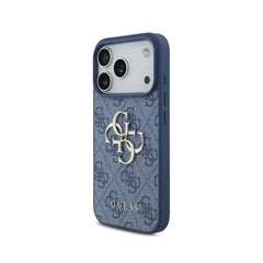 Guess Funda Logo 4G Dorado para iPhone 17 Pro con Protección Anticaídas, Azul