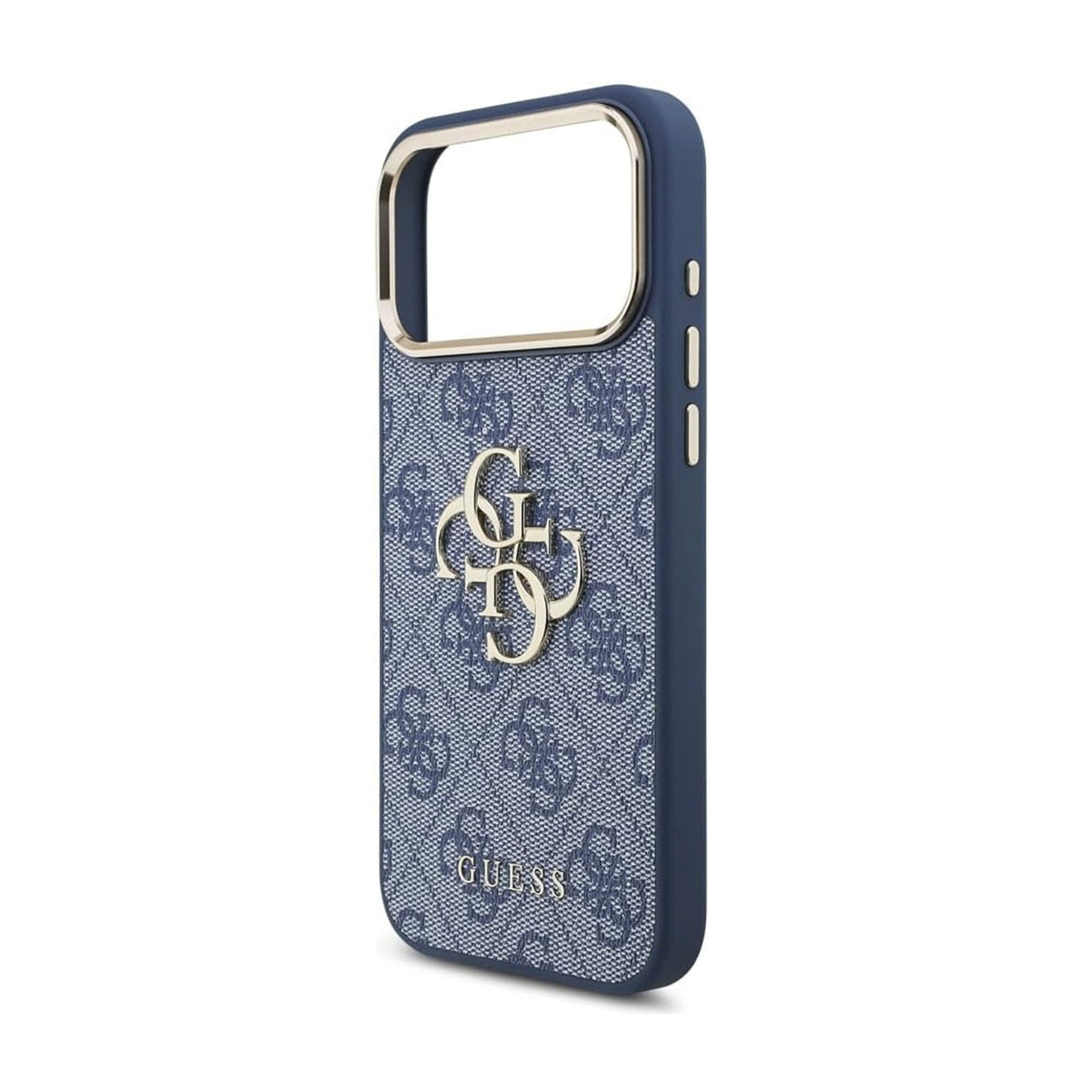 Guess Funda Logo 4G Dorado para iPhone 17 Pro Max/18 Pro Max con Protección Anticaídas, Azul