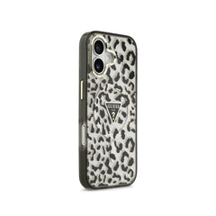 Guess Funda para iPhone 17 – Carcasa PC + TPU con MagSafe, Diseño Leopardo con Brillos Negra, Protección Anticaídas y Ajuste Preciso