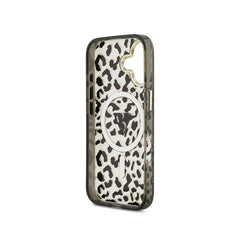Guess Funda para iPhone 17 – Carcasa PC + TPU con MagSafe, Diseño Leopardo con Brillos Negra, Protección Anticaídas y Ajuste Preciso