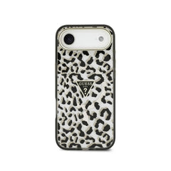 GUESS Funda para iPhone 17 Air – Carcasa PC+TPU con MagSafe Leopardo Negra con Brillos, Diseño Elegante y Ajuste Preciso