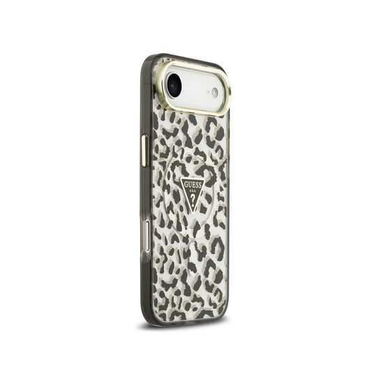 GUESS Funda para iPhone Air – Carcasa PC+TPU con MagSafe Leopardo Negra con Brillos, Diseño Elegante y Ajuste Preciso
