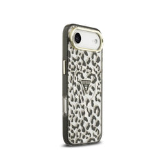 GUESS Funda para iPhone 17 Air – Carcasa PC+TPU con MagSafe Leopardo Negra con Brillos, Diseño Elegante y Ajuste Preciso