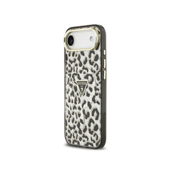 GUESS Funda para iPhone 17 Air – Carcasa PC+TPU con MagSafe Leopardo Negra con Brillos, Diseño Elegante y Ajuste Preciso