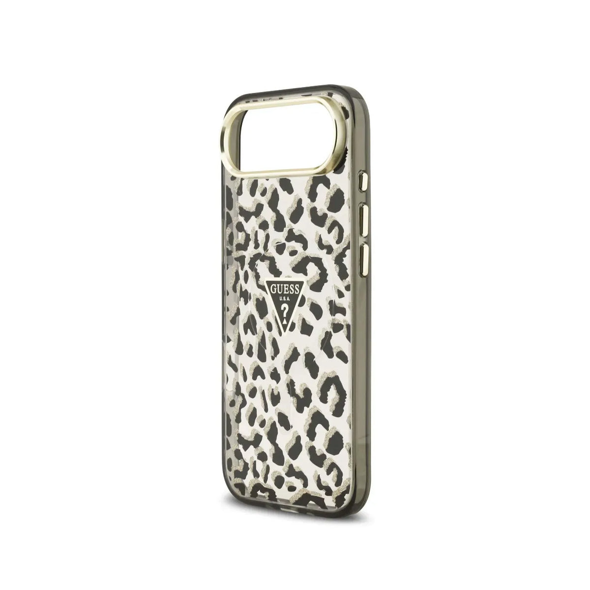 GUESS Funda Leopardo para iPhone Air Compatible con MagSafe y Protección Anticaídas, Negra con Brillos