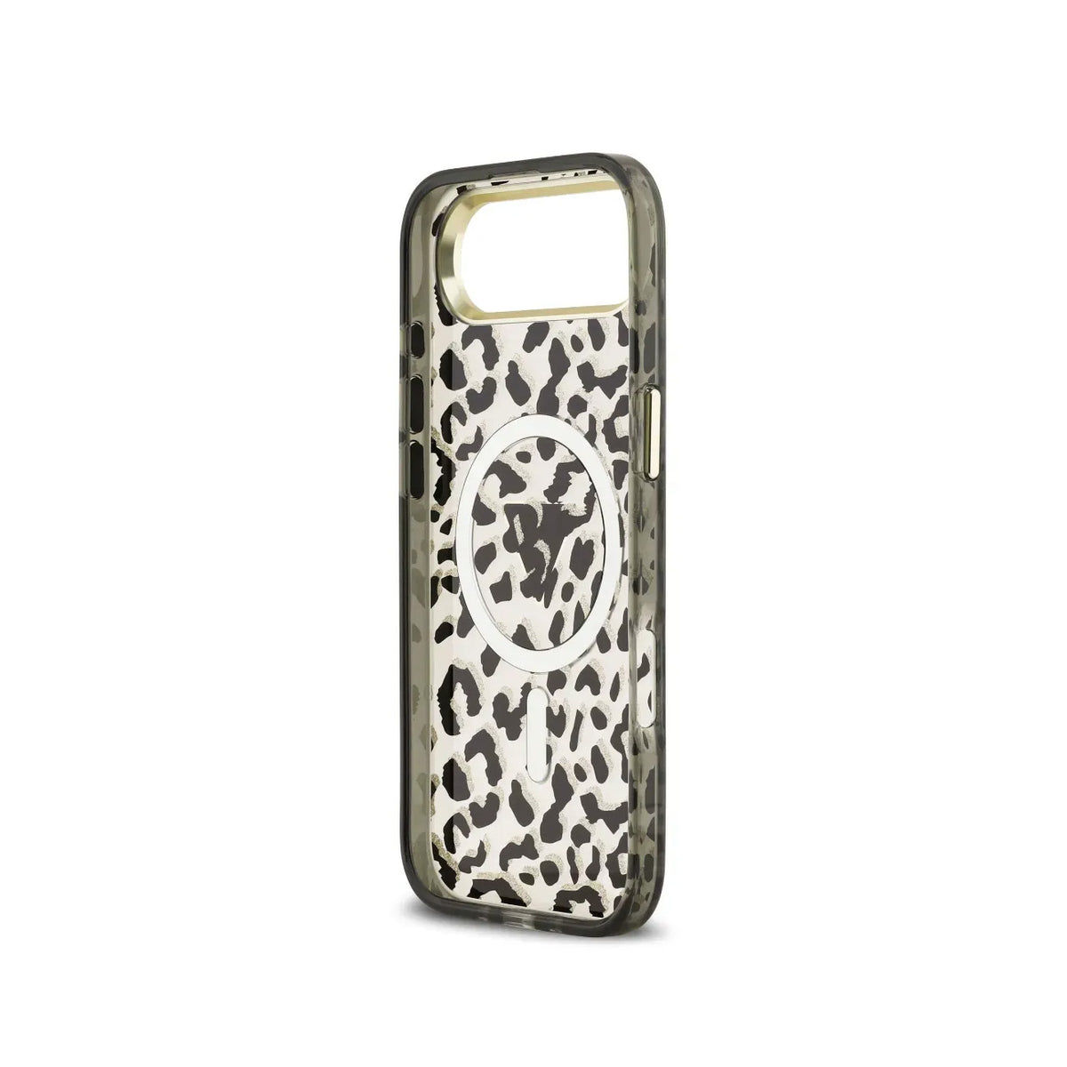 GUESS Funda Leopardo para iPhone Air Compatible con MagSafe y Protección Anticaídas, Negra con Brillos