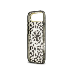 GUESS Funda para iPhone 17 Air – Carcasa PC+TPU con MagSafe Leopardo Negra con Brillos, Diseño Elegante y Ajuste Preciso