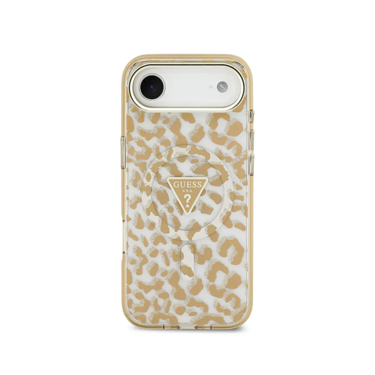 GUESS Funda Leopardo para iPhone Air Compatible con MagSafe y Protección Anticaídas, Marrón con Brillos