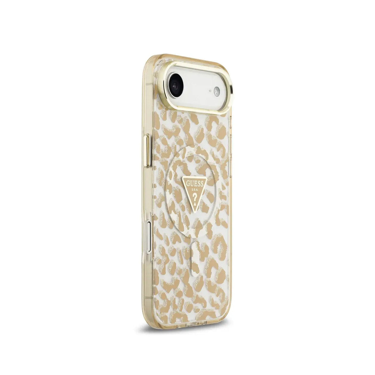 GUESS Funda Leopardo para iPhone Air Compatible con MagSafe y Protección Anticaídas, Marrón con Brillos