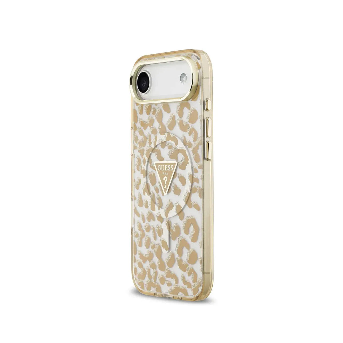 GUESS Funda Leopardo para iPhone Air Compatible con MagSafe y Protección Anticaídas, Marrón con Brillos