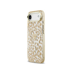 GUESS Funda para iPhone 17 Air – Carcasa PC+TPU con MagSafe Leopardo Marrón con Brillos, Diseño Elegante y Ajuste Preciso