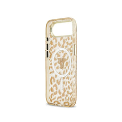 GUESS Funda para iPhone 17 Air – Carcasa PC+TPU con MagSafe Leopardo Marrón con Brillos, Diseño Elegante y Ajuste Preciso