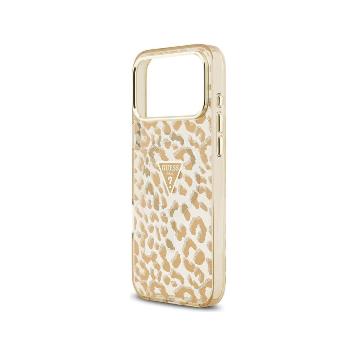 Guess Funda Leopardo para iPhone 17 Pro Max/18 Pro Max Compatible con MagSafe y Protección Anticaídas, Marrón con Brillos
