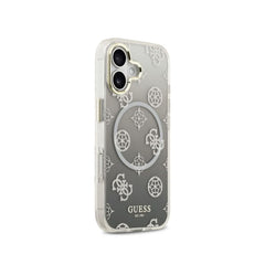 Guess Funda para iPhone 17 – Carcasa PC + TPU con MagSafe, Diseño Peonía con Brillos Negra, Protección Anticaídas y Ajuste Preciso